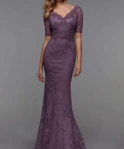 Alyce Paris - 27536 Lace V Neck Trumpet Dress