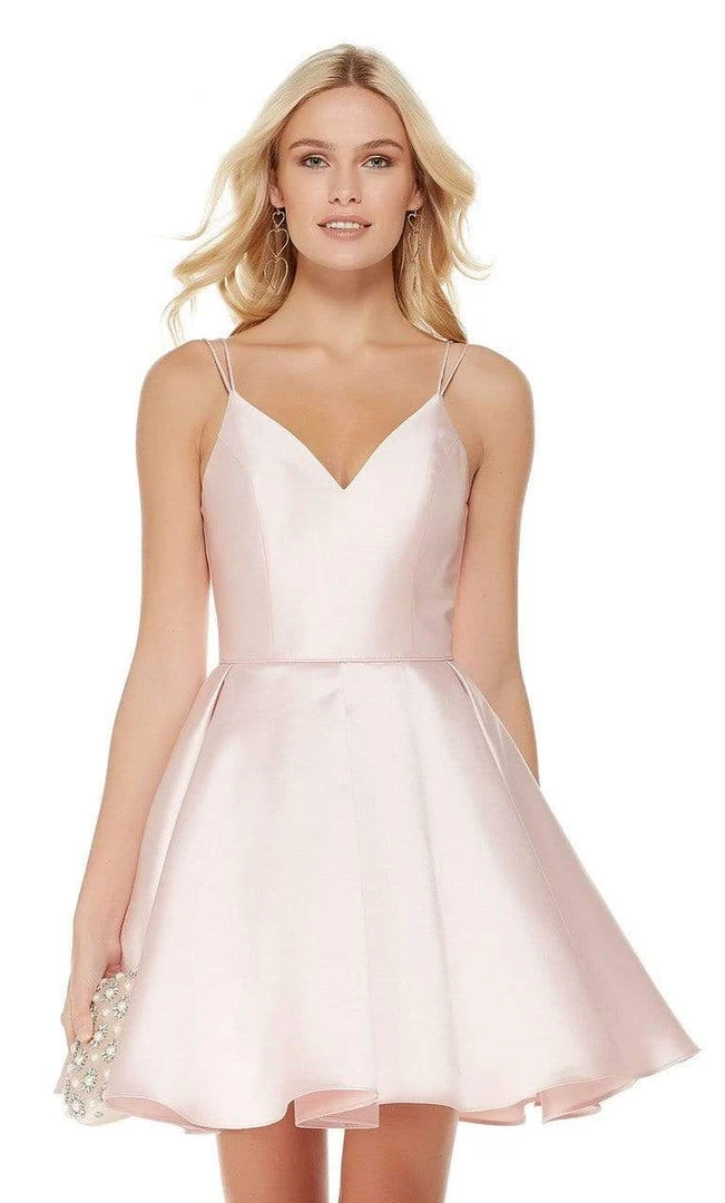 Alyce Paris - 3764 V Neckline Mikado Fit And Flare Cocktail Dress 3 Alyce Paris - 3764 V Neckline Mikado Fit And Flare Cocktail Dress