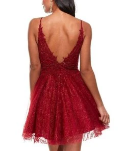 Alyce Paris - 3949 Plunging V Neck A-Line Short Dress