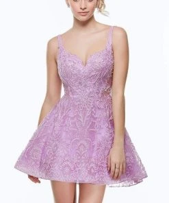 Alyce Paris - 3950 Open Back Glittered Short Dress