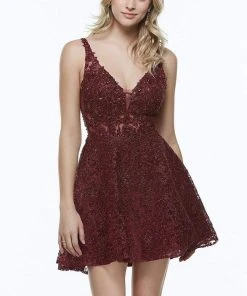Alyce Paris - 3960 V Neck Lace Short Dress
