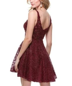 Alyce Paris - 3960 V Neck Lace Short Dress