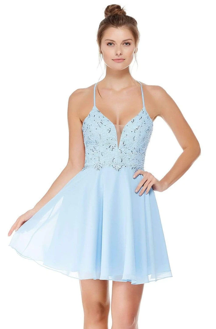 Alyce Paris - 4049 Strappy Open Back Lace And Chiffon Cocktail Dress 3 Alyce Paris - 4049 Strappy Open Back Lace And Chiffon Cocktail Dress