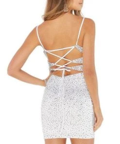 Alyce Paris 4319 - Beaded Lace-Up Back Cocktail Dress