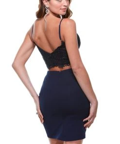 Alyce Paris - 4367 Embroidered Lace Two Piece V Neck Sheath Dress