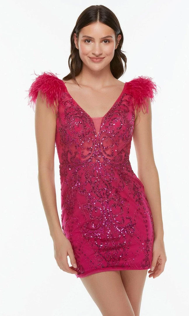 Alyce Paris 4501 - Plunging V-Neck Sequin Cocktail Dress 9 Alyce Paris 4501 - Plunging V-Neck Sequin Cocktail Dress