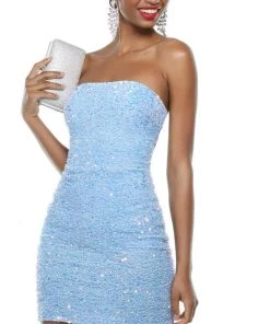 Alyce Paris 4605 - Strapless Sequined Cocktail Dress