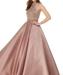 Alyce Paris - 5021 Sleeveless Beaded Lace High Neck Ballgown