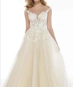 Alyce Paris - 5090 Cap Sleeve Embroidered Lace Tulle Dress