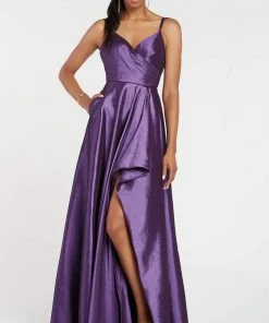 Alyce Paris - 60094 Surplice Bodice Taffeta High Slit A-Line Gown