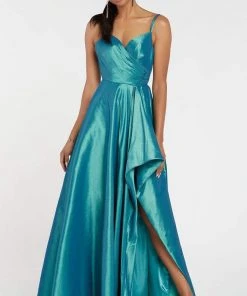 Alyce Paris - 60094 Surplice Bodice Taffeta High Slit A-Line Gown