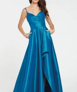 Alyce Paris - 60094 Surplice Bodice Taffeta High Slit A-Line Gown