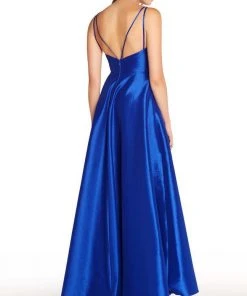 Alyce Paris - 60094 Surplice Bodice Taffeta High Slit A-Line Gown