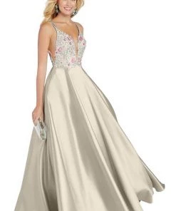 Alyce Paris - 60504 Floral Embroidered Plunging Mikado Gown 11 Alyce Paris - 60504 Floral Embroidered Plunging Mikado Gown
