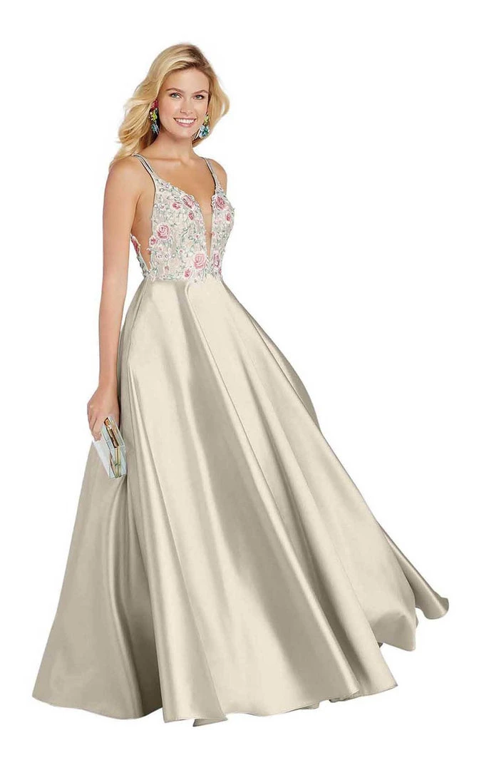 Alyce Paris - 60504 Floral Embroidered Plunging Mikado Gown 5 Alyce Paris - 60504 Floral Embroidered Plunging Mikado Gown