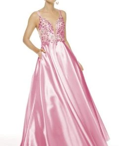 Alyce Paris - 60504 Floral Embroidered Plunging Mikado Gown 13 Alyce Paris - 60504 Floral Embroidered Plunging Mikado Gown
