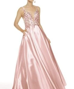 Alyce Paris - 60504 Floral Embroidered Plunging Mikado Gown 14 Alyce Paris - 60504 Floral Embroidered Plunging Mikado Gown