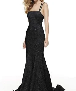 Alyce Paris - 60692 Cutout Strappy Back Glitter Jersey Mermaid Gown