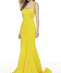 Alyce Paris - 60692 Cutout Strappy Back Glitter Jersey Mermaid Gown