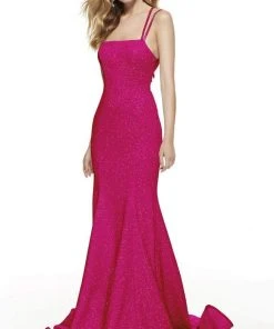 Alyce Paris - 60692 Cutout Strappy Back Glitter Jersey Mermaid Gown