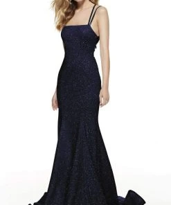 Alyce Paris - 60692 Cutout Strappy Back Glitter Jersey Mermaid Gown