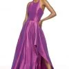Alyce Paris - 60713 Halter Neckline Shimmering Taffeta High Low Gown 2 Alyce Paris - 60713 Halter Neckline Shimmering Taffeta High Low Gown