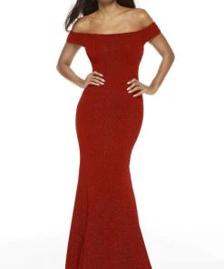 Alyce Paris - 60794 Off-Shoulder Straight Across Long Dress