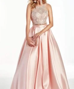 Alyce Paris - 60880 Embroidered Halter Mikado Ballgown