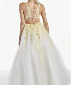 Alyce Paris - 60889 Lace Plunging V Neck Tulle A-line Gown