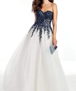 Alyce Paris - 60890 Strapless Lace Appliqued Bodice Tulle Gown