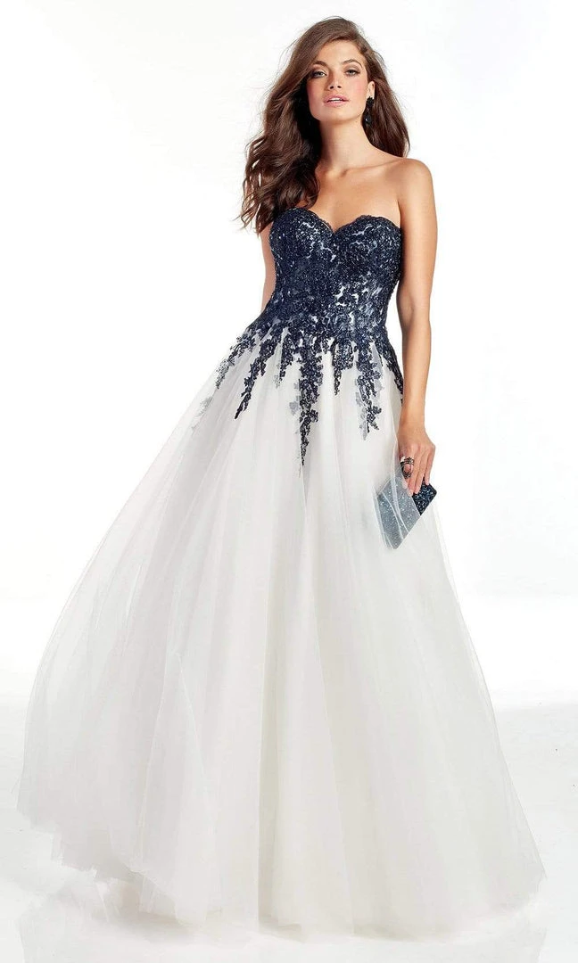 Alyce Paris - 60890 Strapless Lace Appliqued Bodice Tulle Gown 3 Alyce Paris - 60890 Strapless Lace Appliqued Bodice Tulle Gown