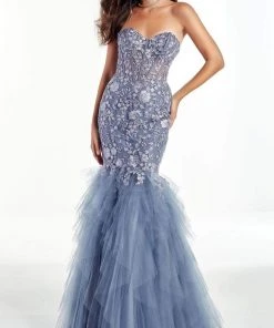 Alyce Paris - 60909 Strapless Corset Bodice Lace Tulle Mermaid Gown