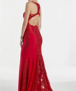 Alyce Paris - 60952 Scoop Neck Racerback Beaded Lace Jersey Gown