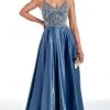 Alyce Paris - 60971 V-Neck Beaded Bodice Satin A-Line Gown