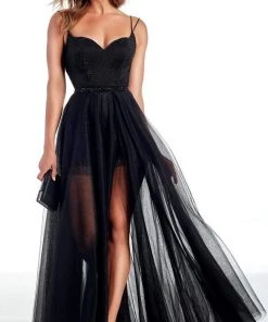 Alyce Paris - 60983 Beaded Sweetheart Romper With Sheer Overskirt