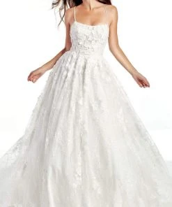 Alyce Paris - 60989 Spaghetti Strap Crisscross Back 3D Lace Gown