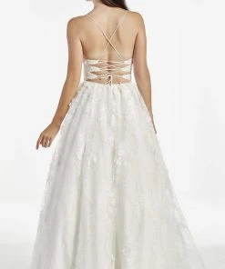 Alyce Paris - 60989 Spaghetti Strap Crisscross Back 3D Lace Gown