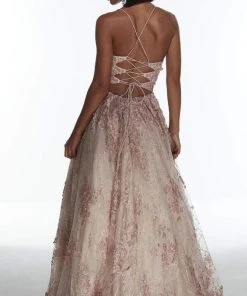 Alyce Paris - 60989 Spaghetti Strap Crisscross Back 3D Lace Gown