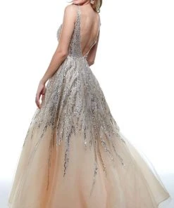 Alyce Paris - 61002 Trailing Sequin Tulle A-Line Dress