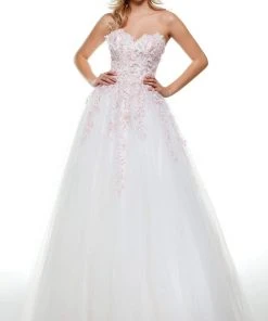 Alyce Paris - 61007 Floral Applique Strapless Tulle Ballgown