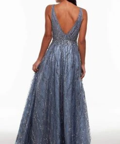 Alyce Paris - 61011 Sleeveless Plunge V-Neck Glitter Tulle Gown