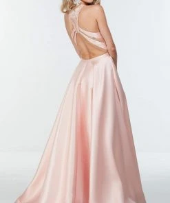 Alyce Paris - 61081 Scallop Lace Halter Ballgown 7 Alyce Paris - 61081 Scallop Lace Halter Ballgown