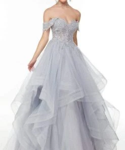 Alyce Paris - 61095 Lace Detailed Off Shoulder Gown