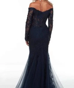 Alyce Paris - 61097 Off Shoulder Lace Gown 7 Alyce Paris - 61097 Off Shoulder Lace Gown