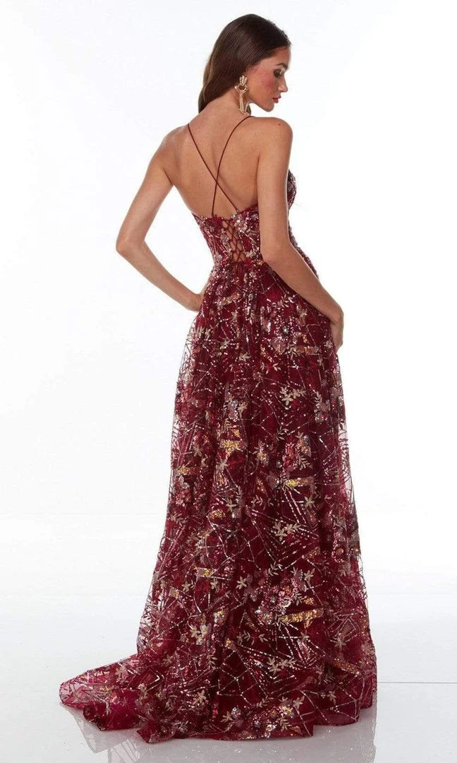 Alyce Paris - 61126 Sequined High Slit A-Line Gown 4 Alyce Paris - 61126 Sequined High Slit A-Line Gown