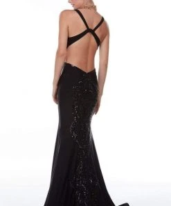 Alyce Paris - 61163 Plunging Open Back Bodycon Dress