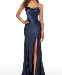 Alyce Paris - 61167 Cowl Neck Satin Long Gown