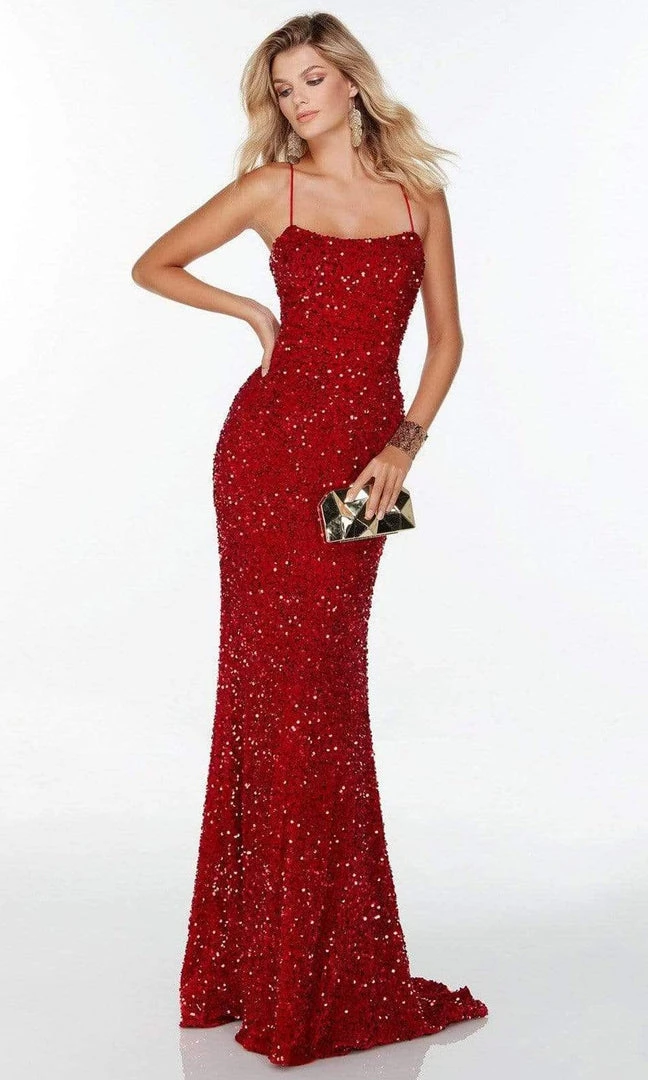 Alyce Paris - 61181 Spaghetti Strap Sequin Gown 11 Alyce Paris - 61181 Spaghetti Strap Sequin Gown