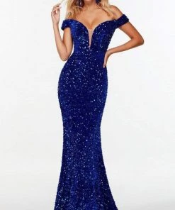 Alyce Paris - 61187 Off Shoulder Sheath Gown 16 Alyce Paris - 61187 Off Shoulder Sheath Gown