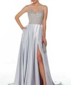 Alyce Paris - 61196 Chevron Motif High Slit Gown